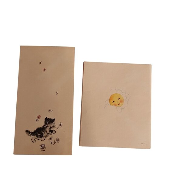 Vintage Birthday Cards Hey Diddle Diddle & Kittens On A Clock Lot of 2 Ephemera - Picture 5 of 7